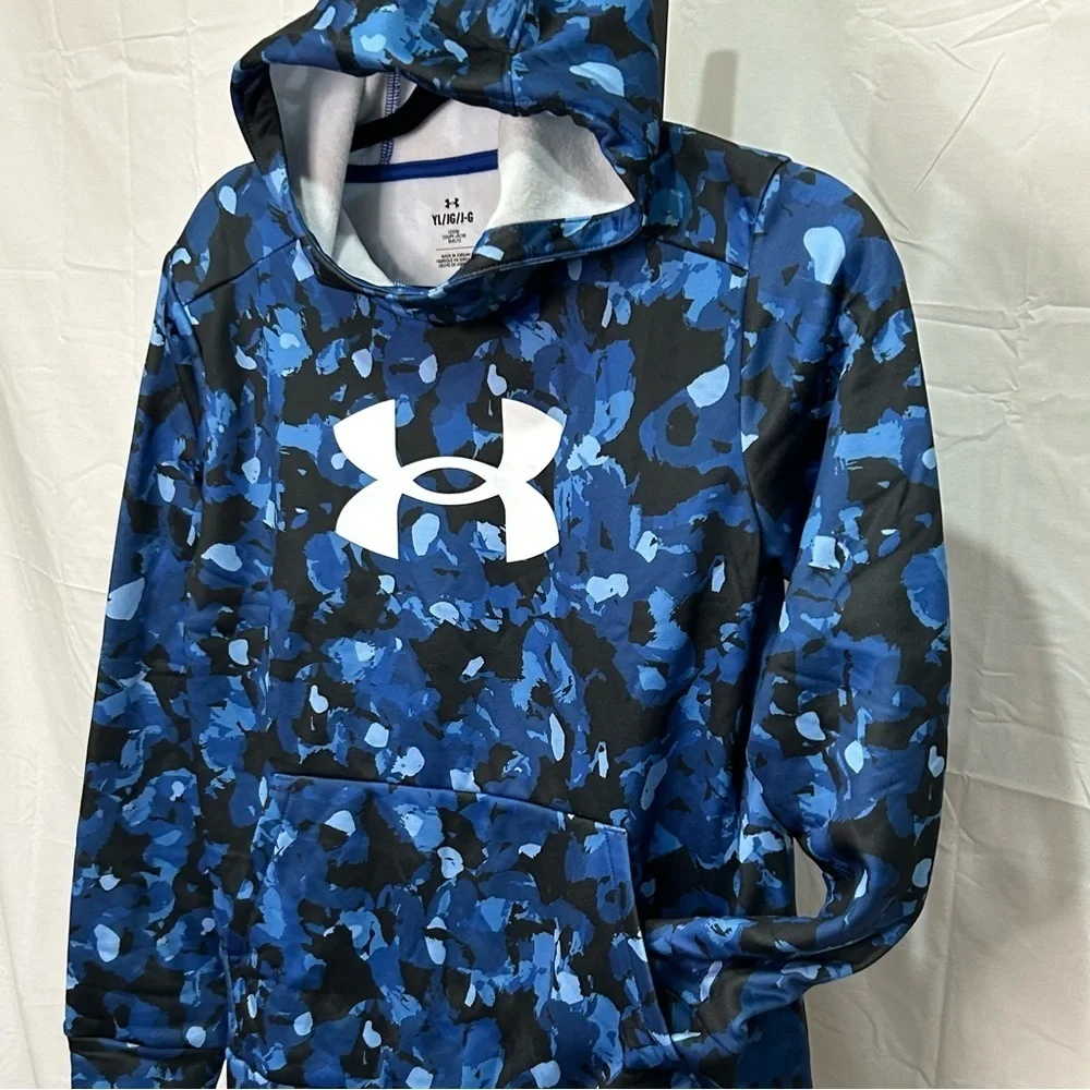 Under Armour Kids/Youth Blue and Black Camo Hoodie NEW Size Large